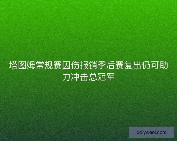 塔图姆常规赛因伤报销季后赛复出仍可助力冲击总冠军